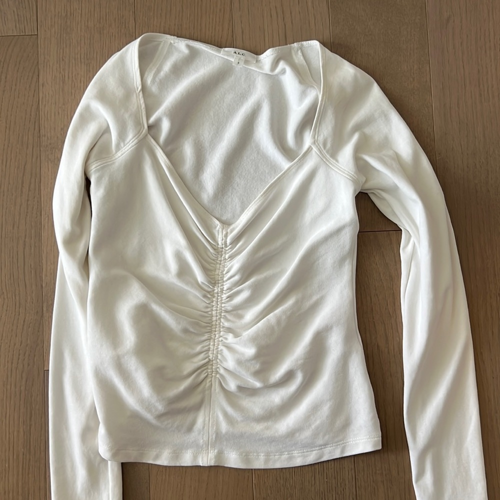 A.L.C Halley Ruched Long Sleeve Top